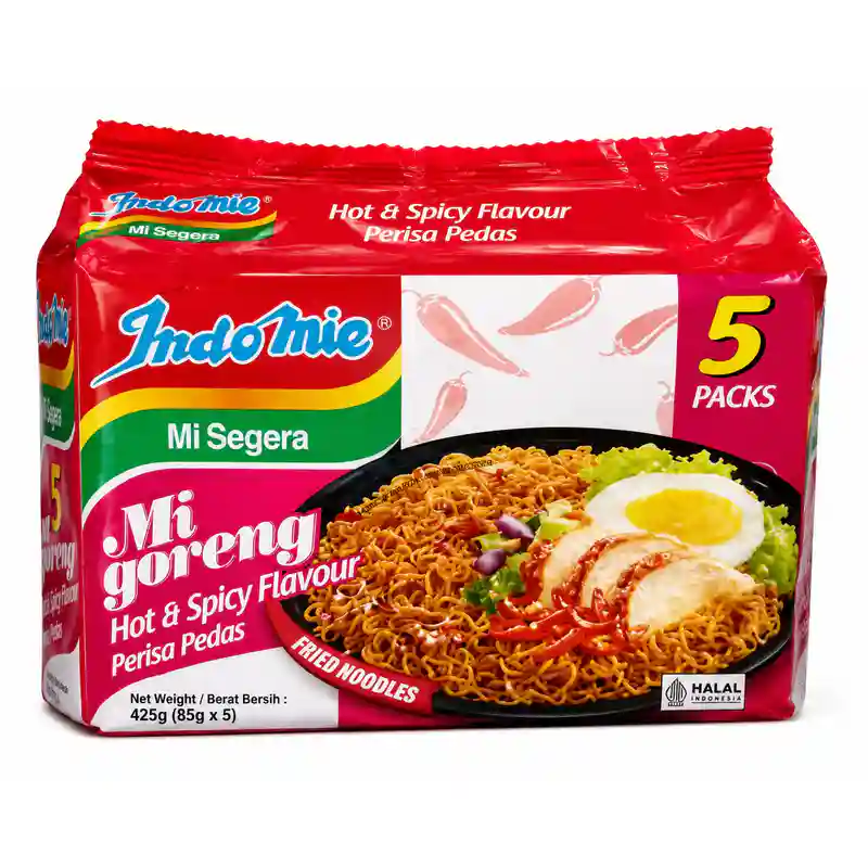 Indomie Mi Goreng Hot and Spicy, 5 Pack