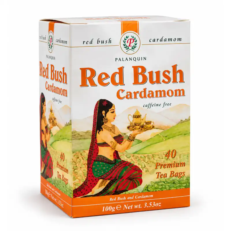 Palanquin Red Bush Cardamom Tea, 40 Premium Tea Bags, 100 g